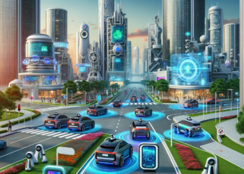 Self driving autonomous cars in a futuristic city